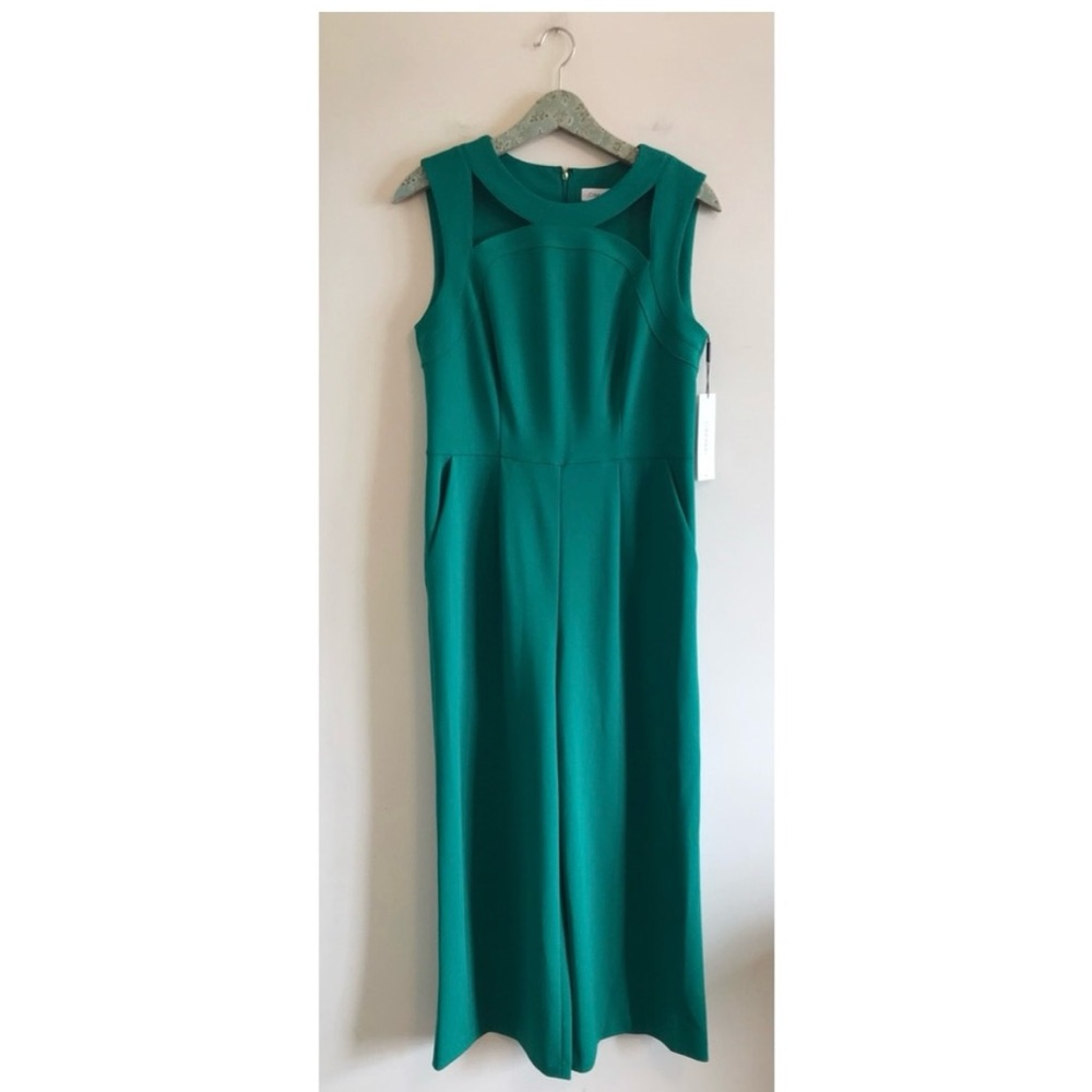 NWT Calvin Klein Green Cutout Neck Jumpsuit